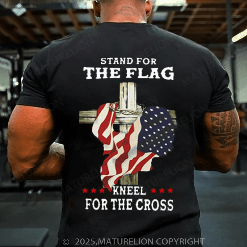 Maturelion Men's T-shirt Stand For The Flag Kneel For The Cross Classic T-shirt(Free Customization)