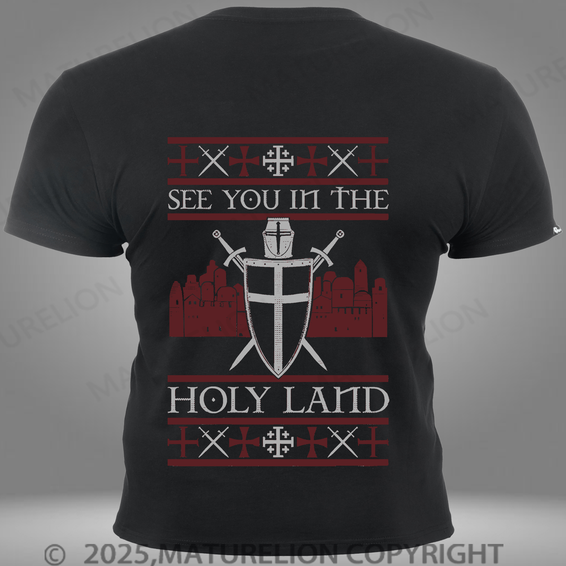 Maturelion Men's T-shirt Crusader See You In The Holy Land Pocket T-Shirt