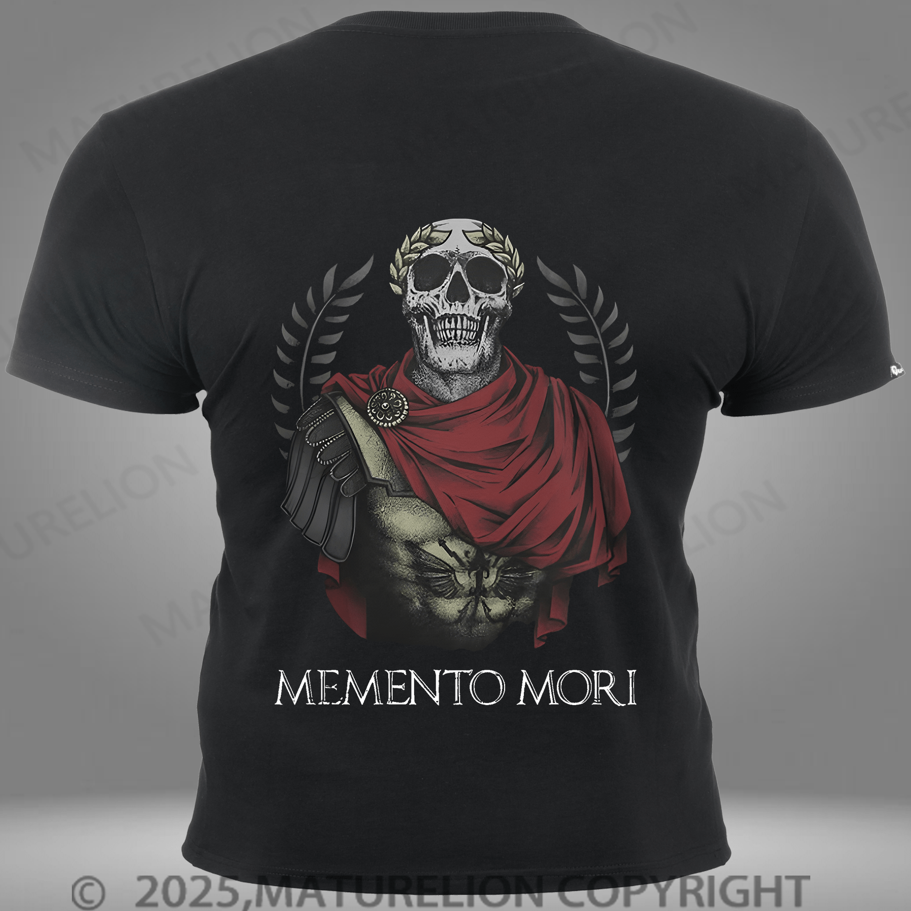 Maturelion Men's T-shirt Skull Roman General Wore Laurels Pocket T-Shirt