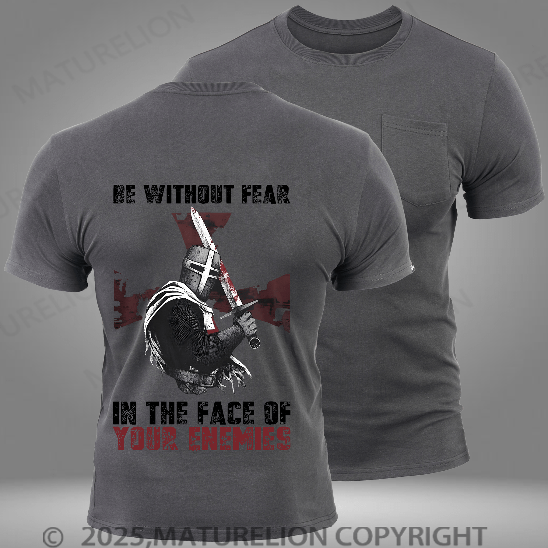 Maturelion Men's T-shirt Be Without Fear Pocket T-Shirt