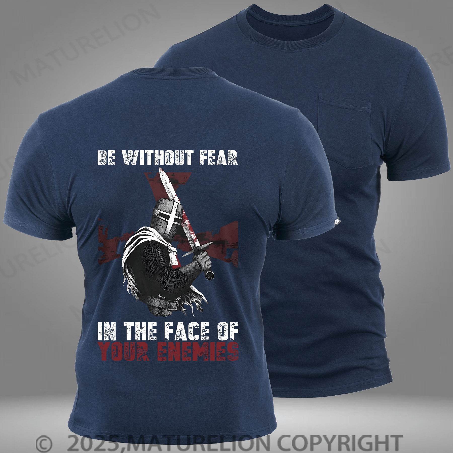 Maturelion Men's T-shirt Be Without Fear Pocket T-Shirt