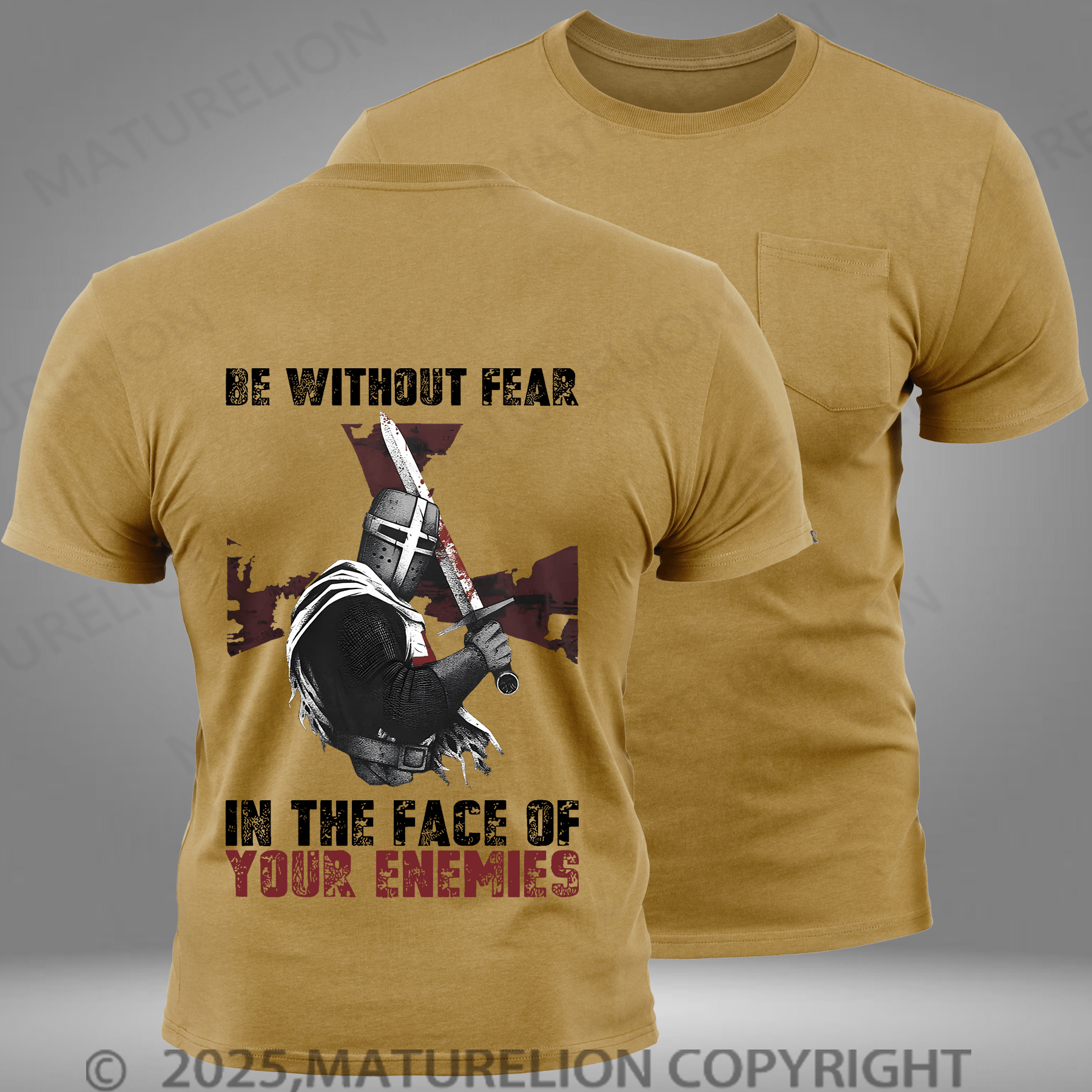 Maturelion Men's T-shirt Be Without Fear Pocket T-Shirt