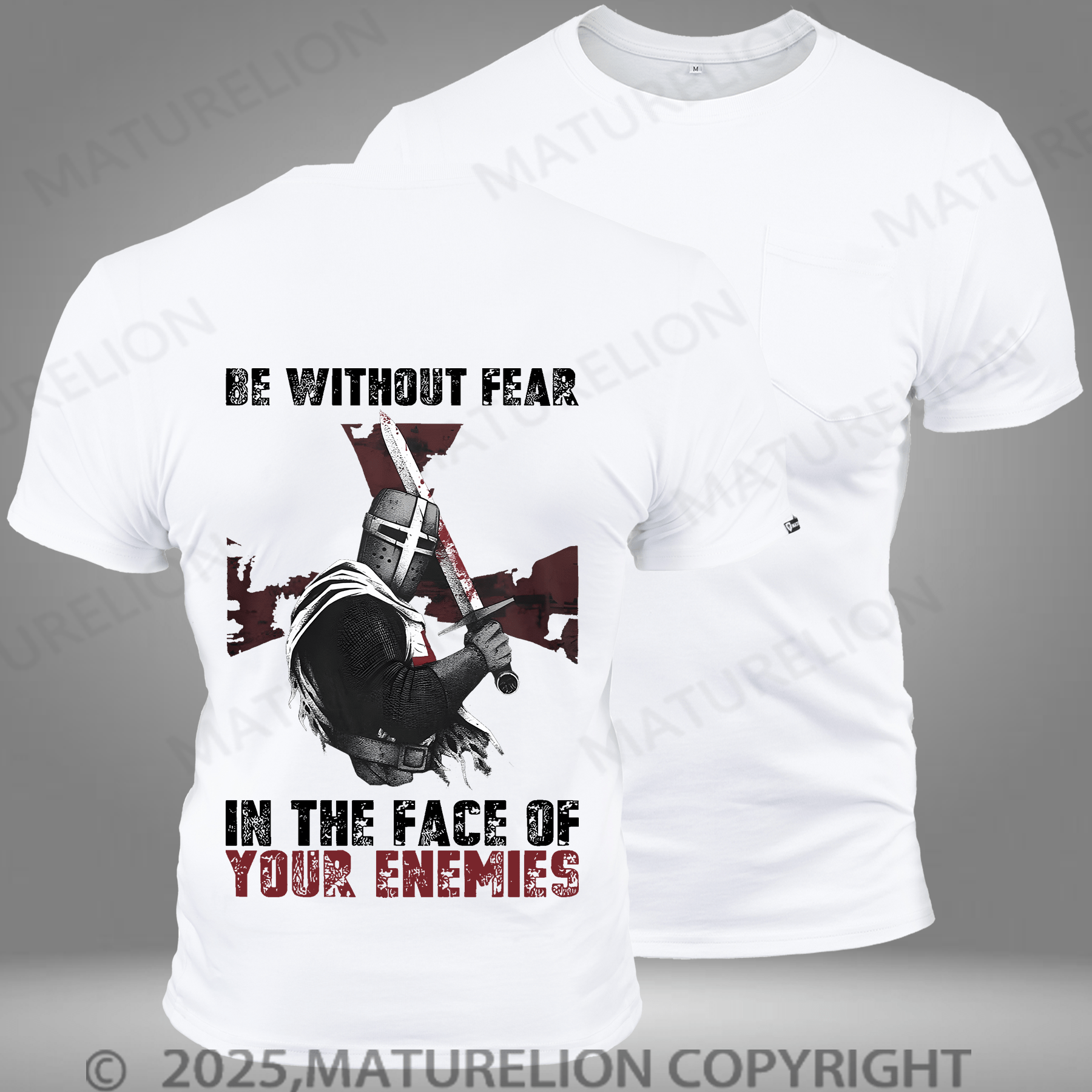 Maturelion Men's T-shirt Be Without Fear Pocket T-Shirt