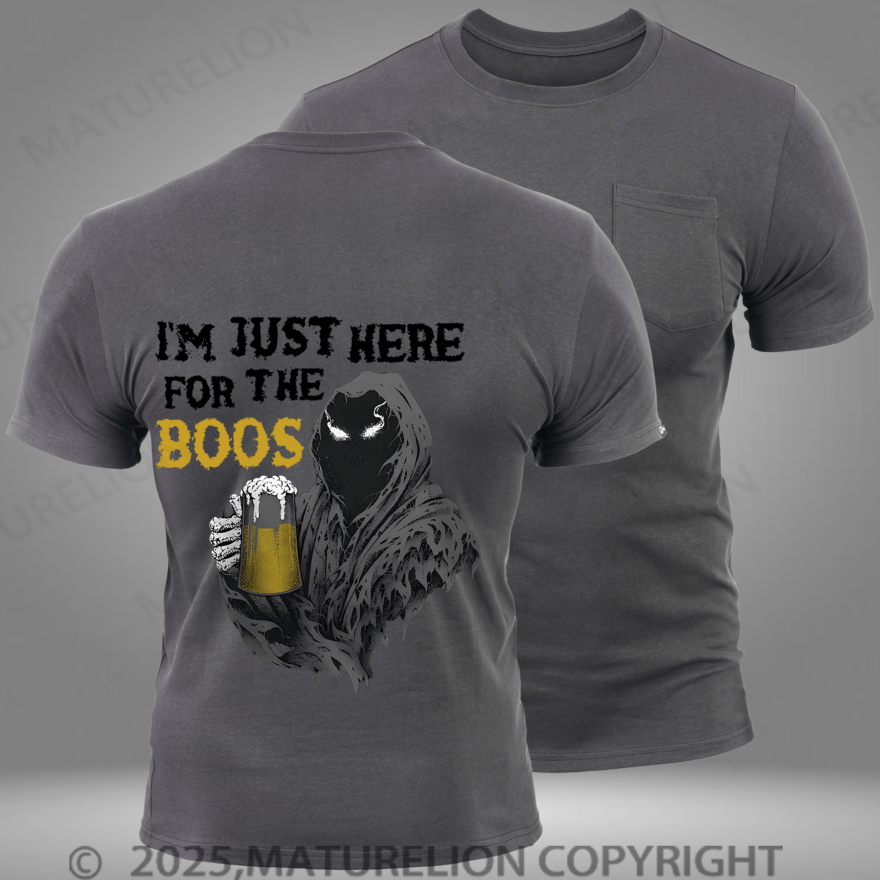 Maturelion Men's T-shirt Here for The Boos Pocket T-Shirt
