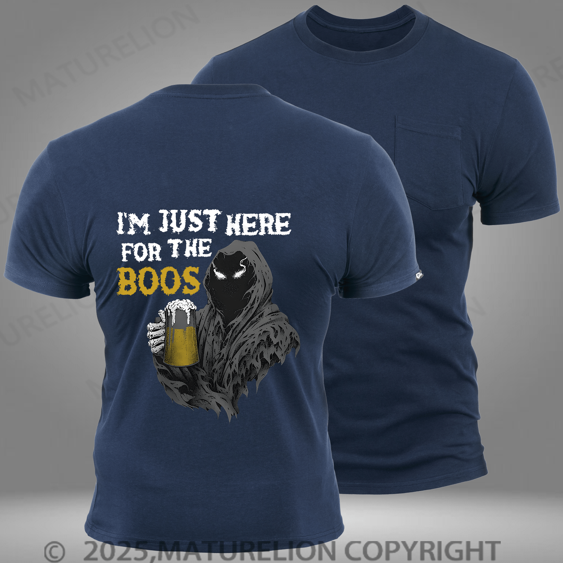 Maturelion Men's T-shirt Here for The Boos Pocket T-Shirt
