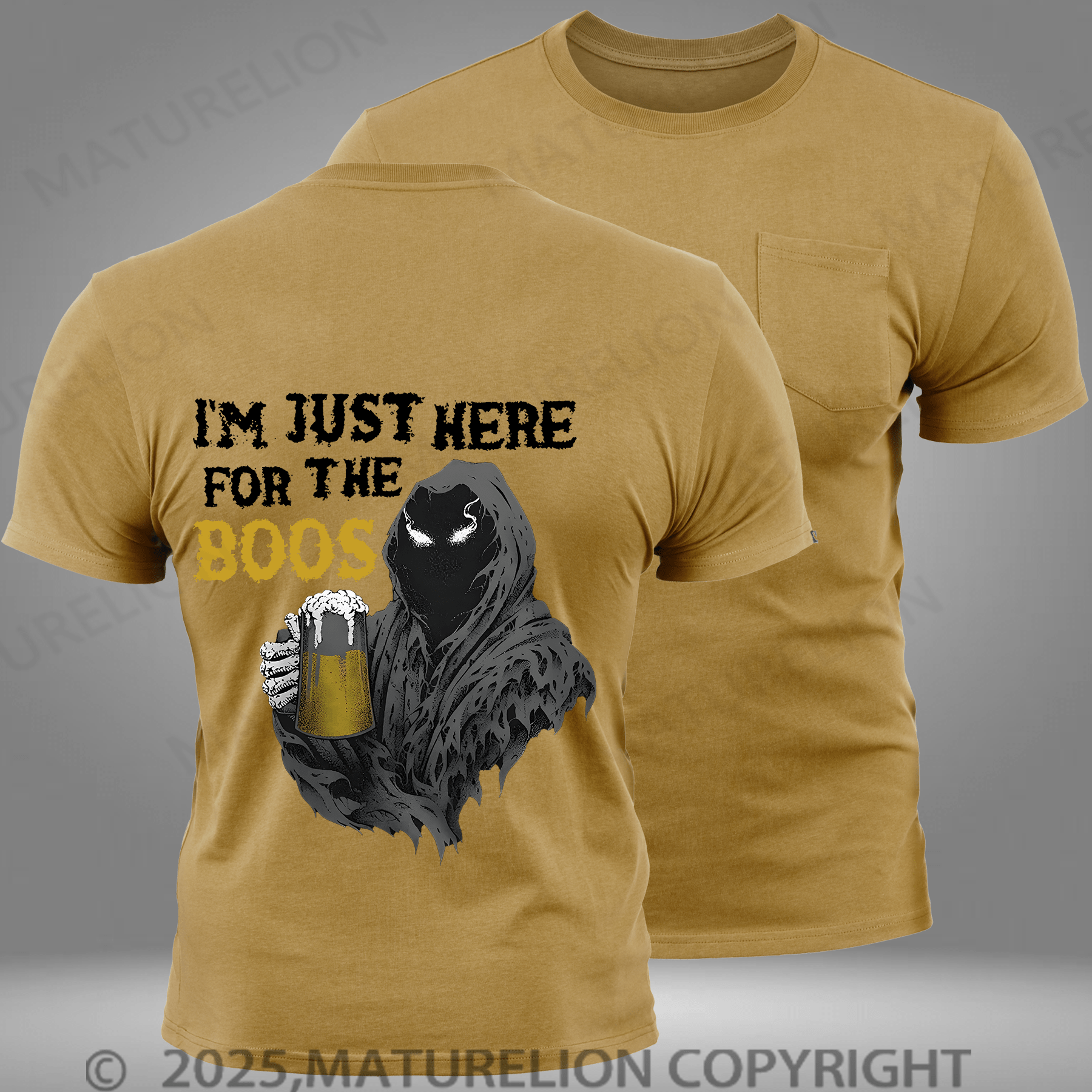 Maturelion Men's T-shirt Here for The Boos Pocket T-Shirt