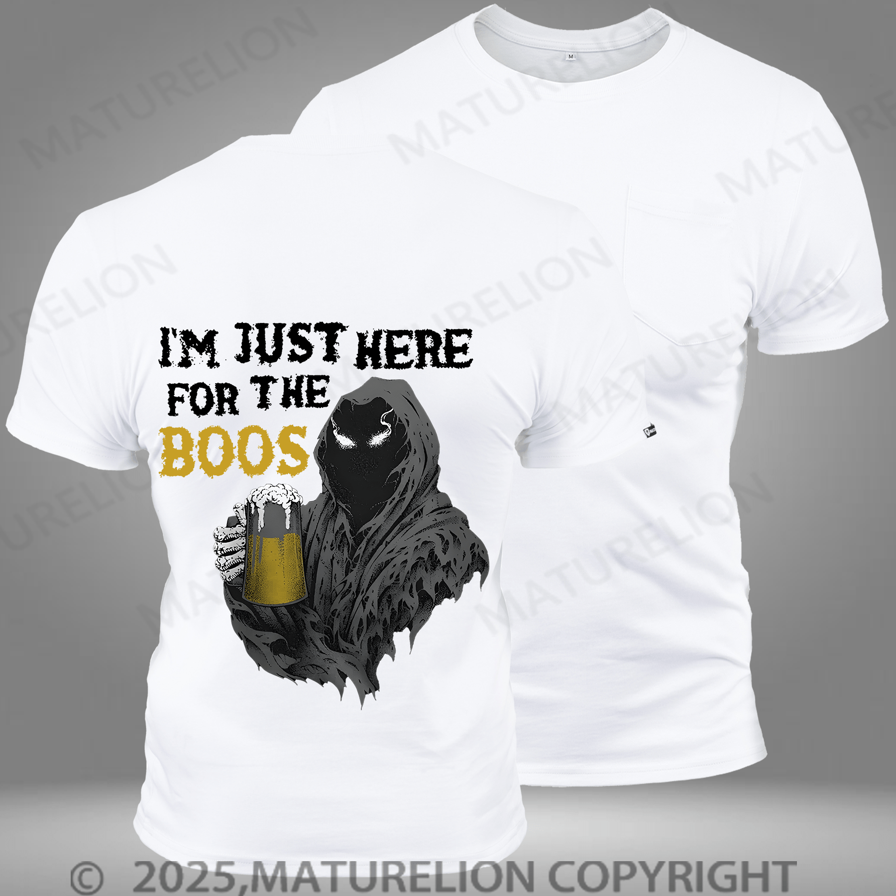 Maturelion Men's T-shirt Here for The Boos Pocket T-Shirt