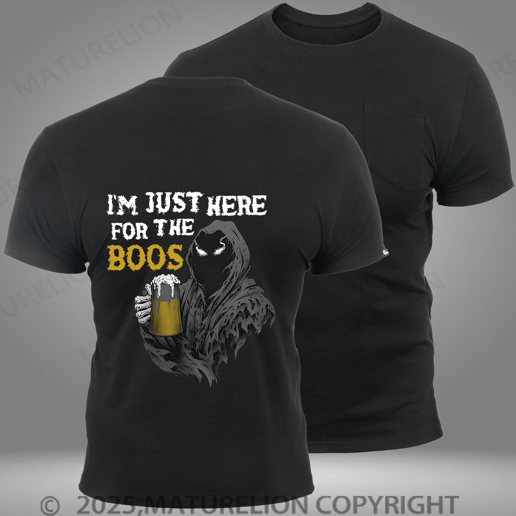 Maturelion Men's T-shirt Here for The Boos Pocket T-Shirt