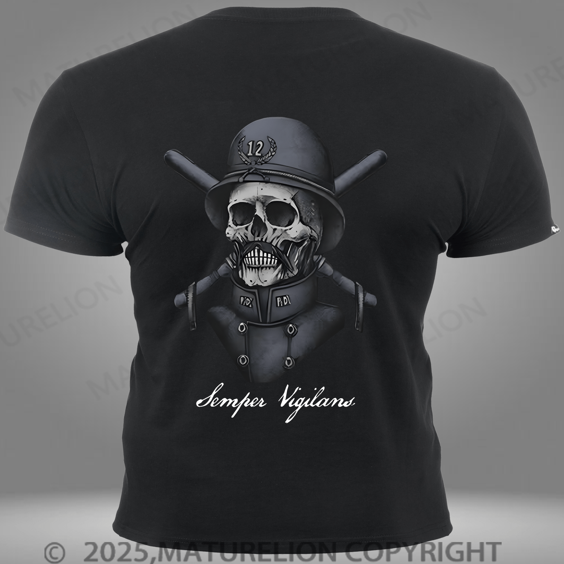 Maturelion Men's T-shirt Skull Print Pocket T-Shirt