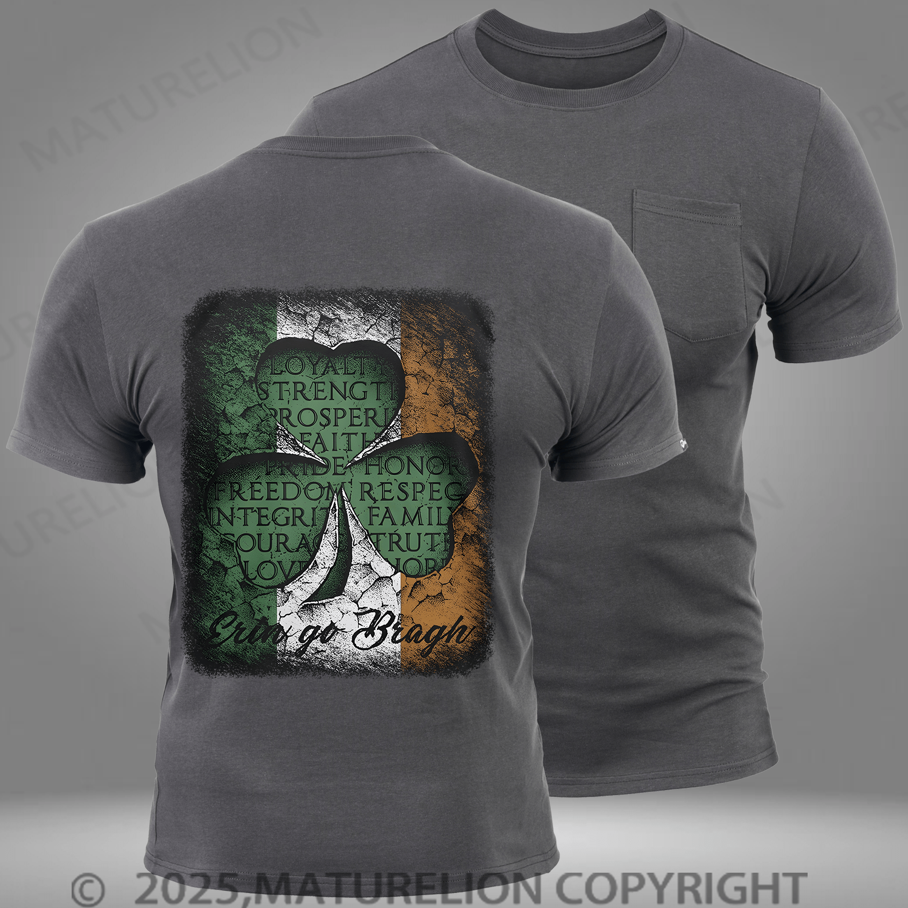 Maturelion Men's T-shirt Shamrock 3 Leaf Clover Pocket T-Shirt