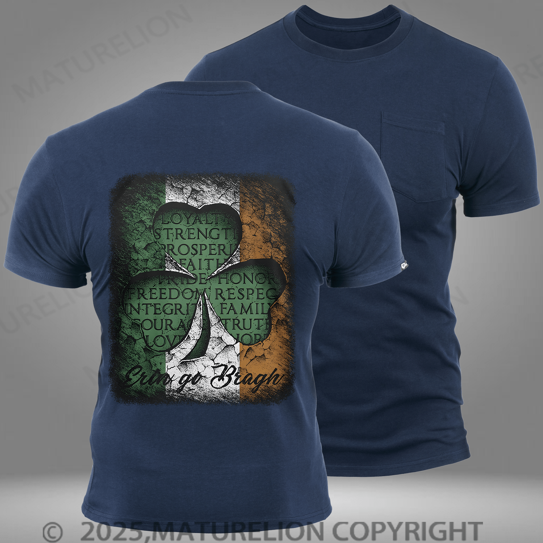 Maturelion Men's T-shirt Shamrock 3 Leaf Clover Pocket T-Shirt