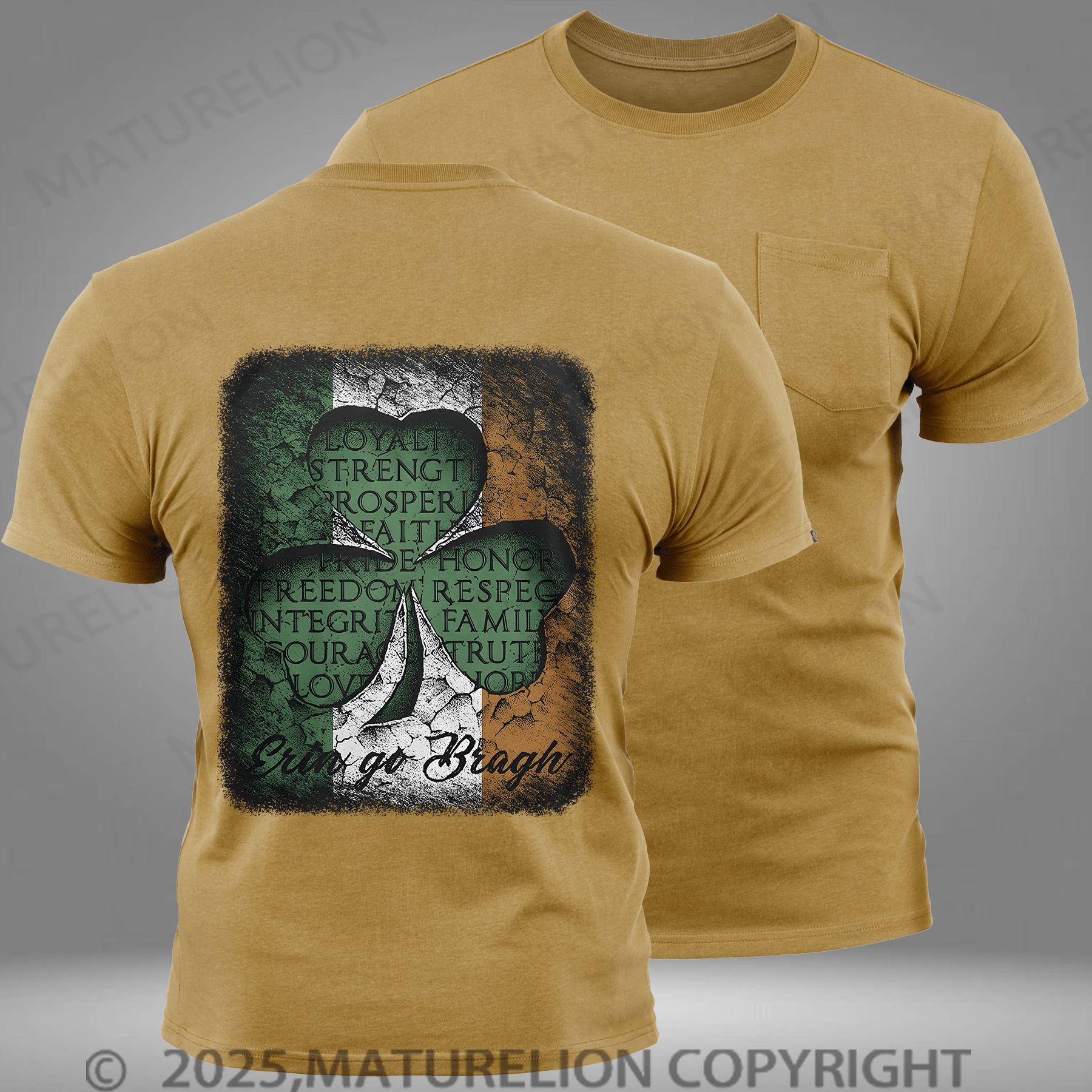 Maturelion Men's T-shirt Shamrock 3 Leaf Clover Pocket T-Shirt