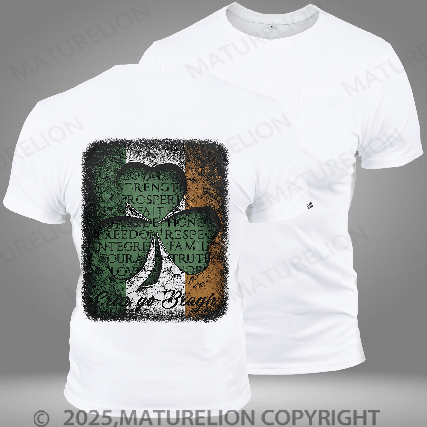 Maturelion Men's T-shirt Shamrock 3 Leaf Clover Pocket T-Shirt