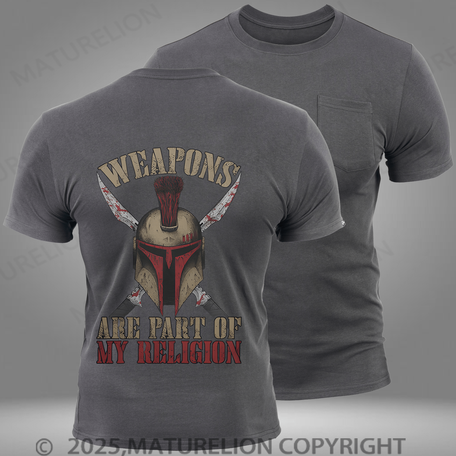 Maturelion Men's T-shirt American Pride Veteran Support Pocket T-Shirt