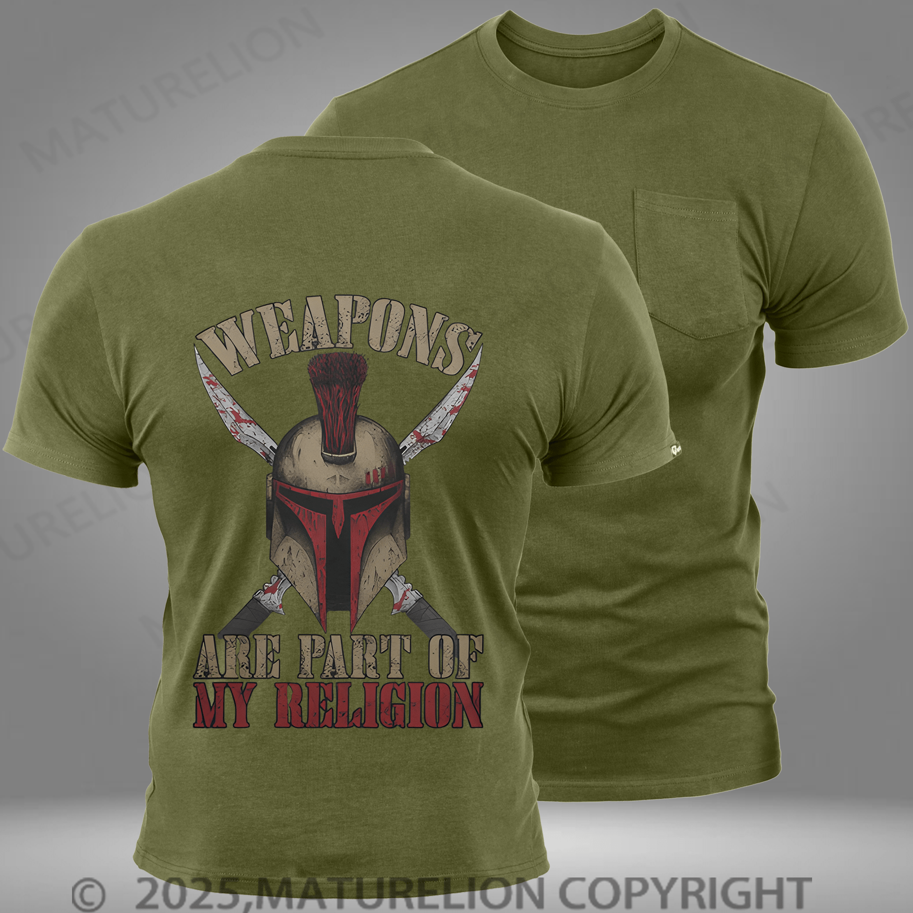 Maturelion Men's T-shirt American Pride Veteran Support Pocket T-Shirt