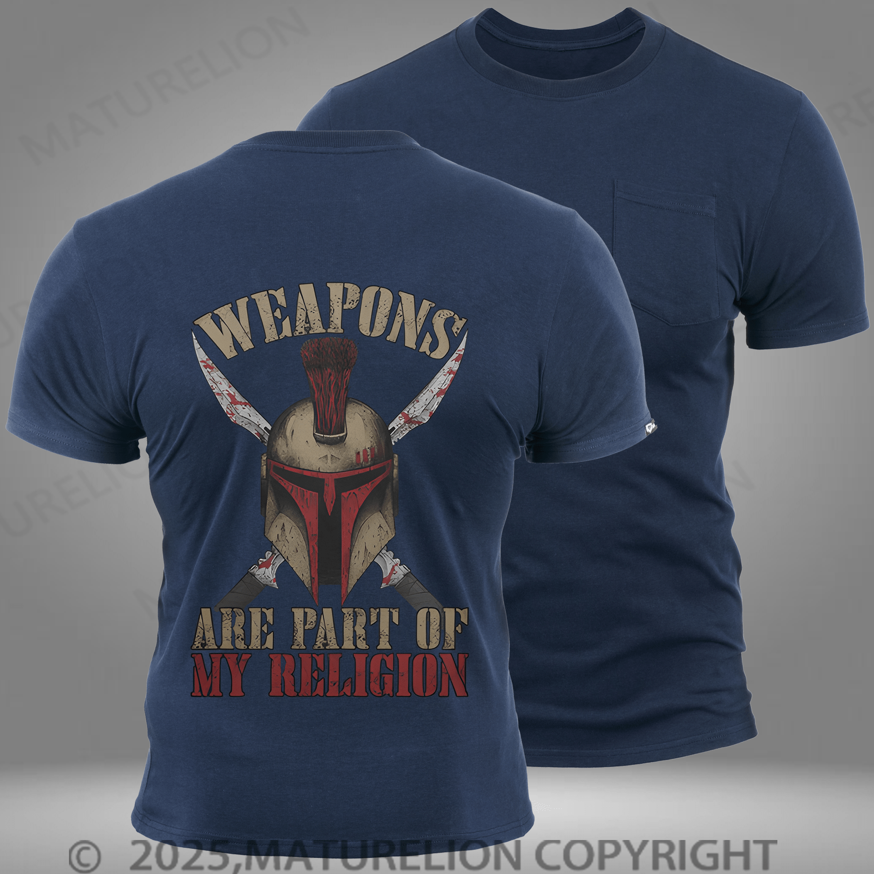 Maturelion Men's T-shirt American Pride Veteran Support Pocket T-Shirt