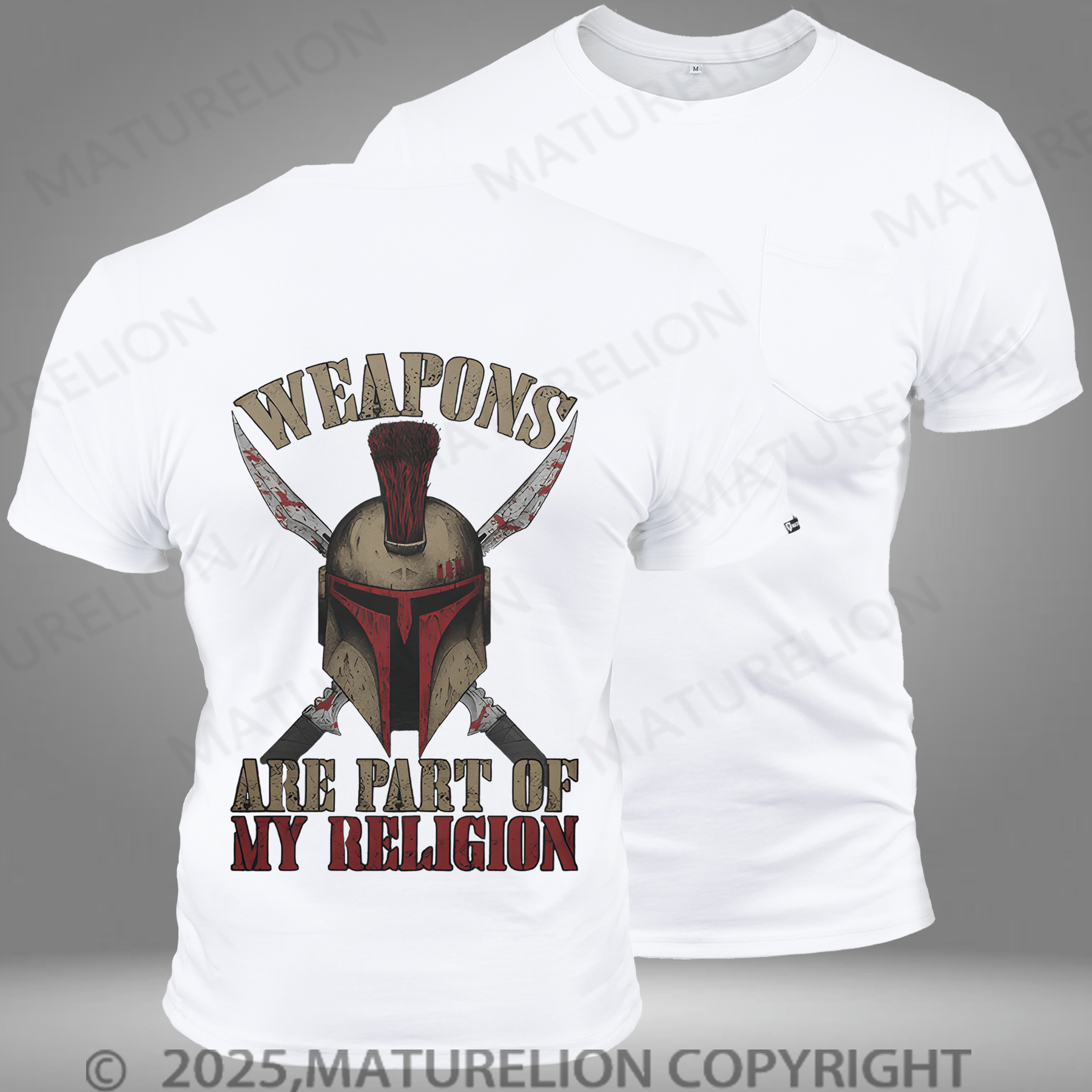 Maturelion Men's T-shirt American Pride Veteran Support Pocket T-Shirt