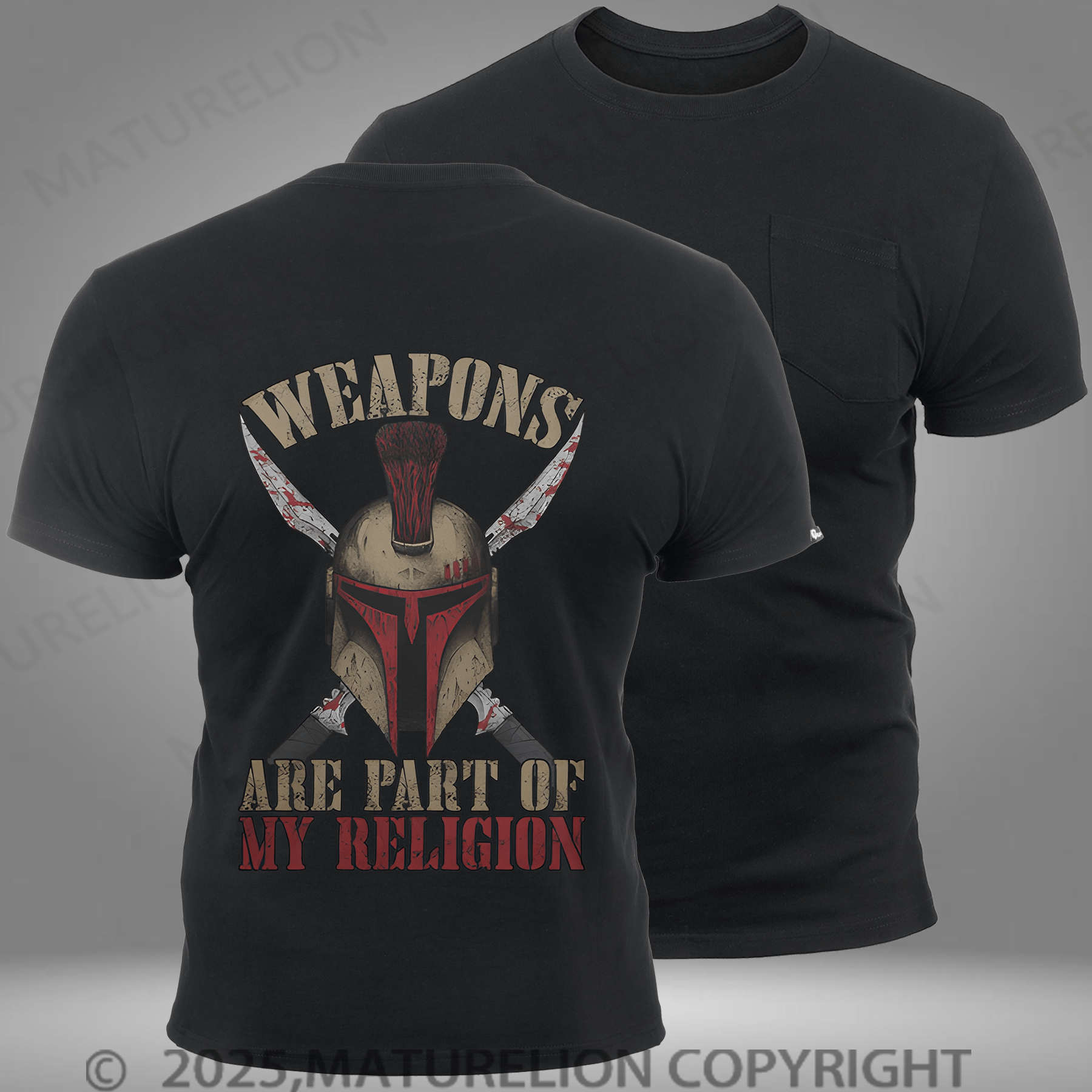 Maturelion Men's T-shirt American Pride Veteran Support Pocket T-Shirt