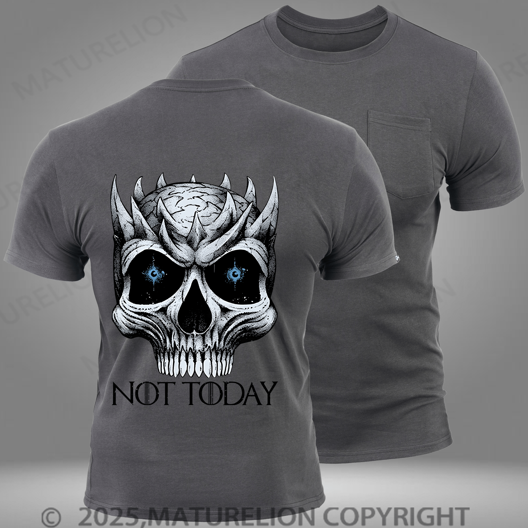 Maturelion Men's T-shirt Game Of Thrones Skull Night King Pocket T-Shirt