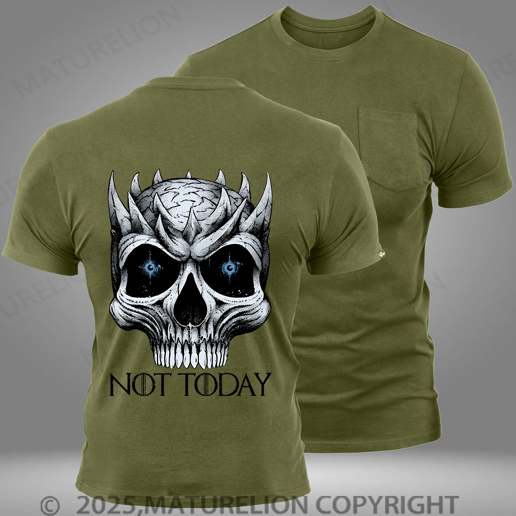 Maturelion Men's T-shirt Game Of Thrones Skull Night King Pocket T-Shirt