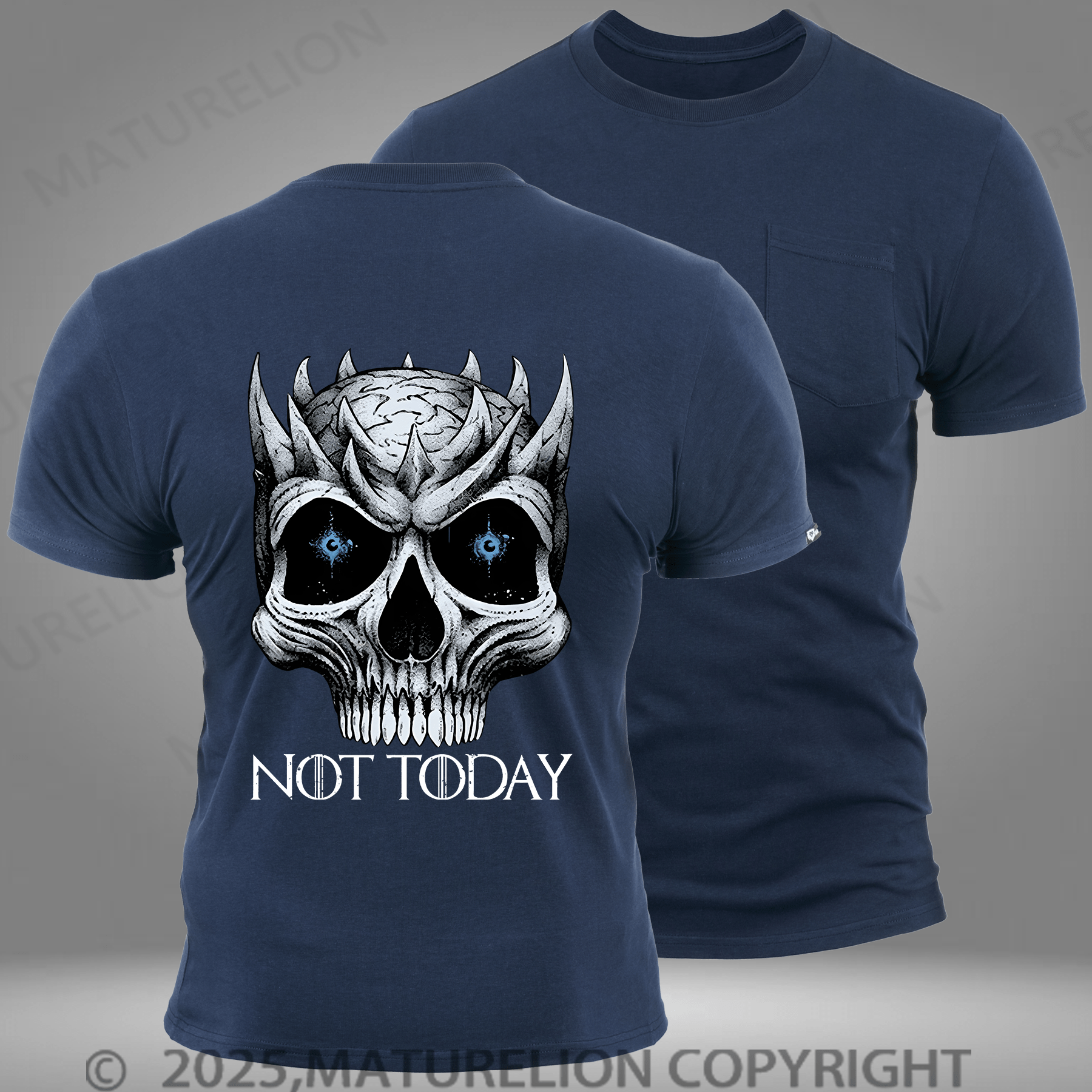 Maturelion Men's T-shirt Game Of Thrones Skull Night King Pocket T-Shirt