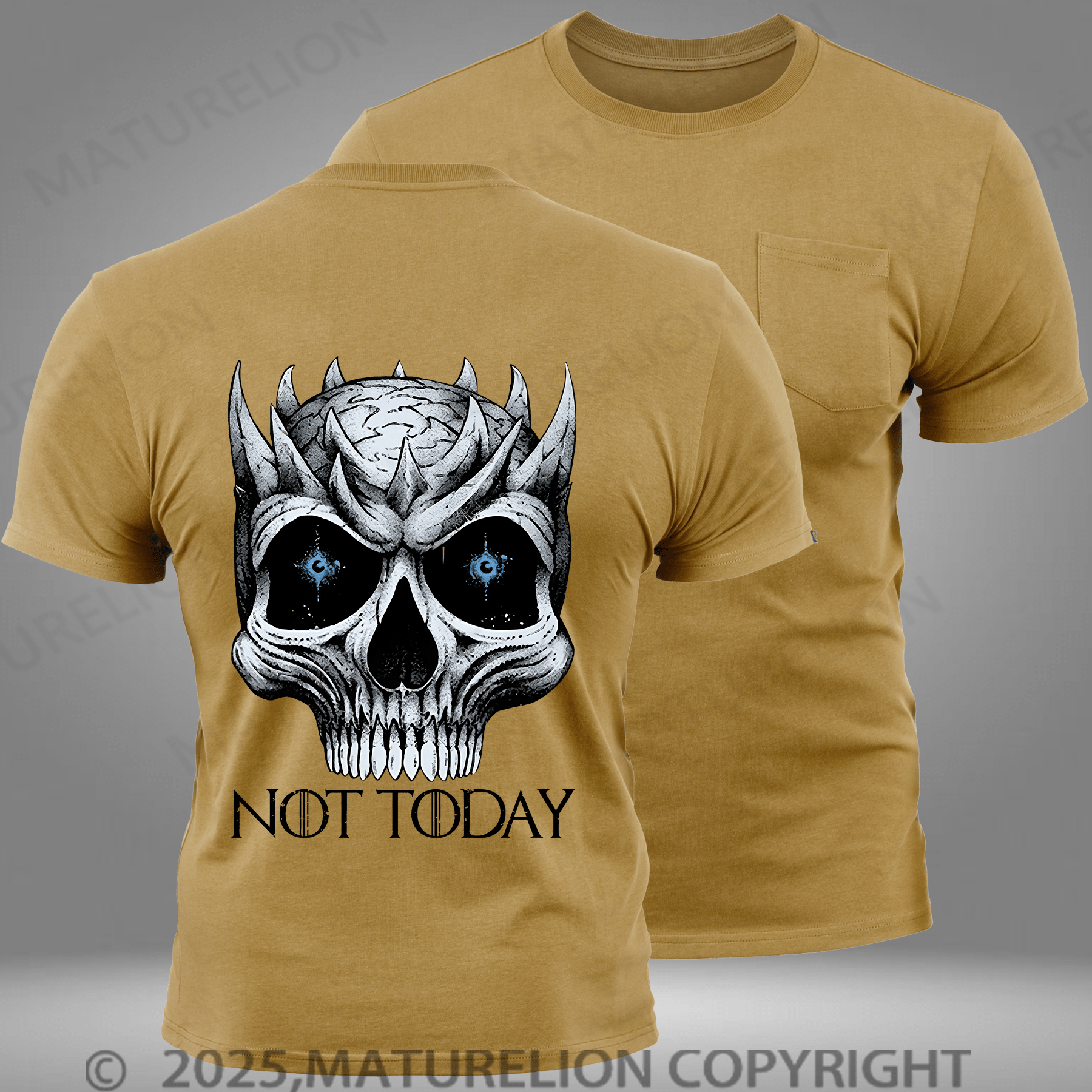 Maturelion Men's T-shirt Game Of Thrones Skull Night King Pocket T-Shirt