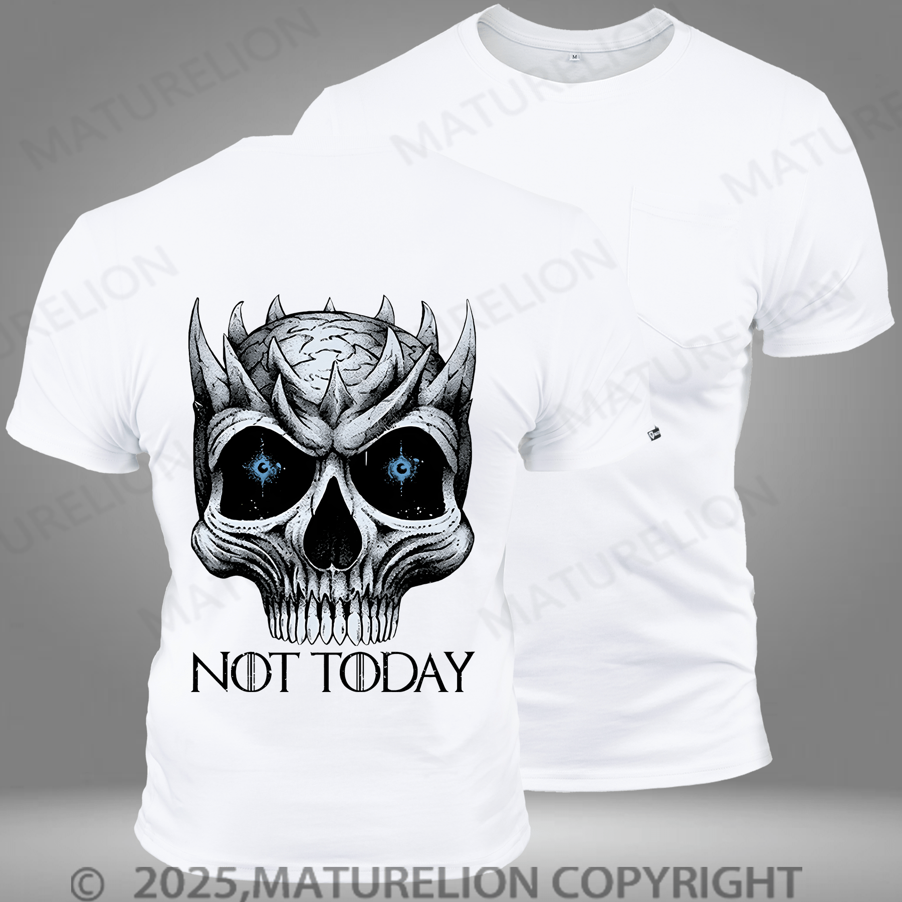 Maturelion Men's T-shirt Game Of Thrones Skull Night King Pocket T-Shirt