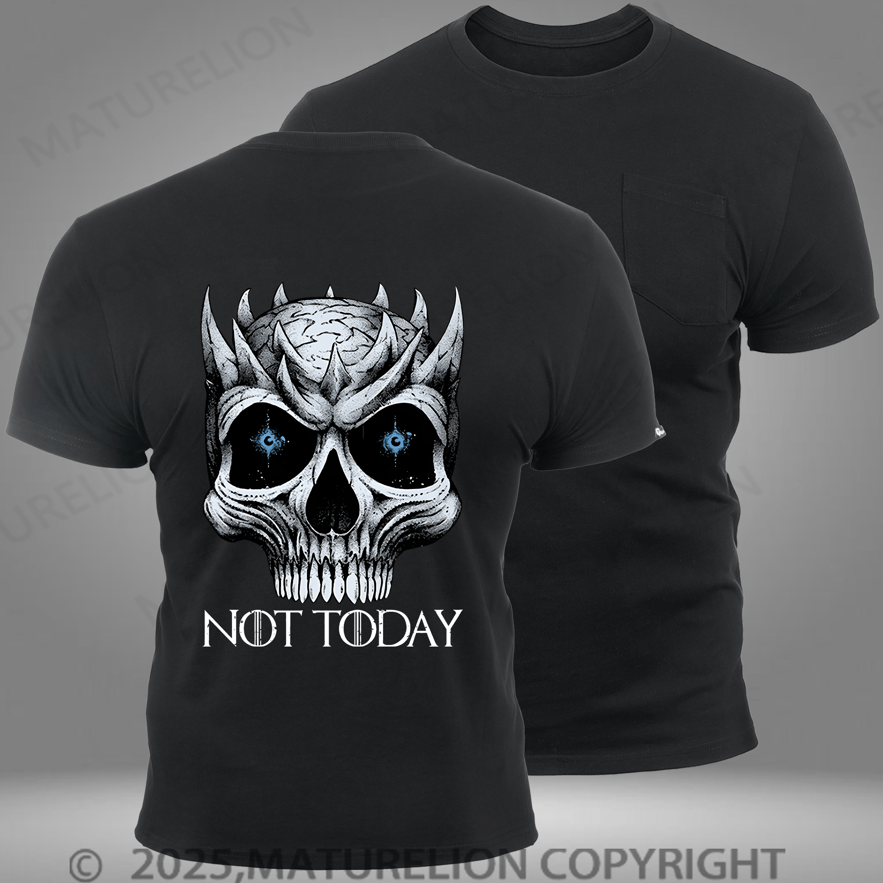 Maturelion Men's T-shirt Game Of Thrones Skull Night King Pocket T-Shirt
