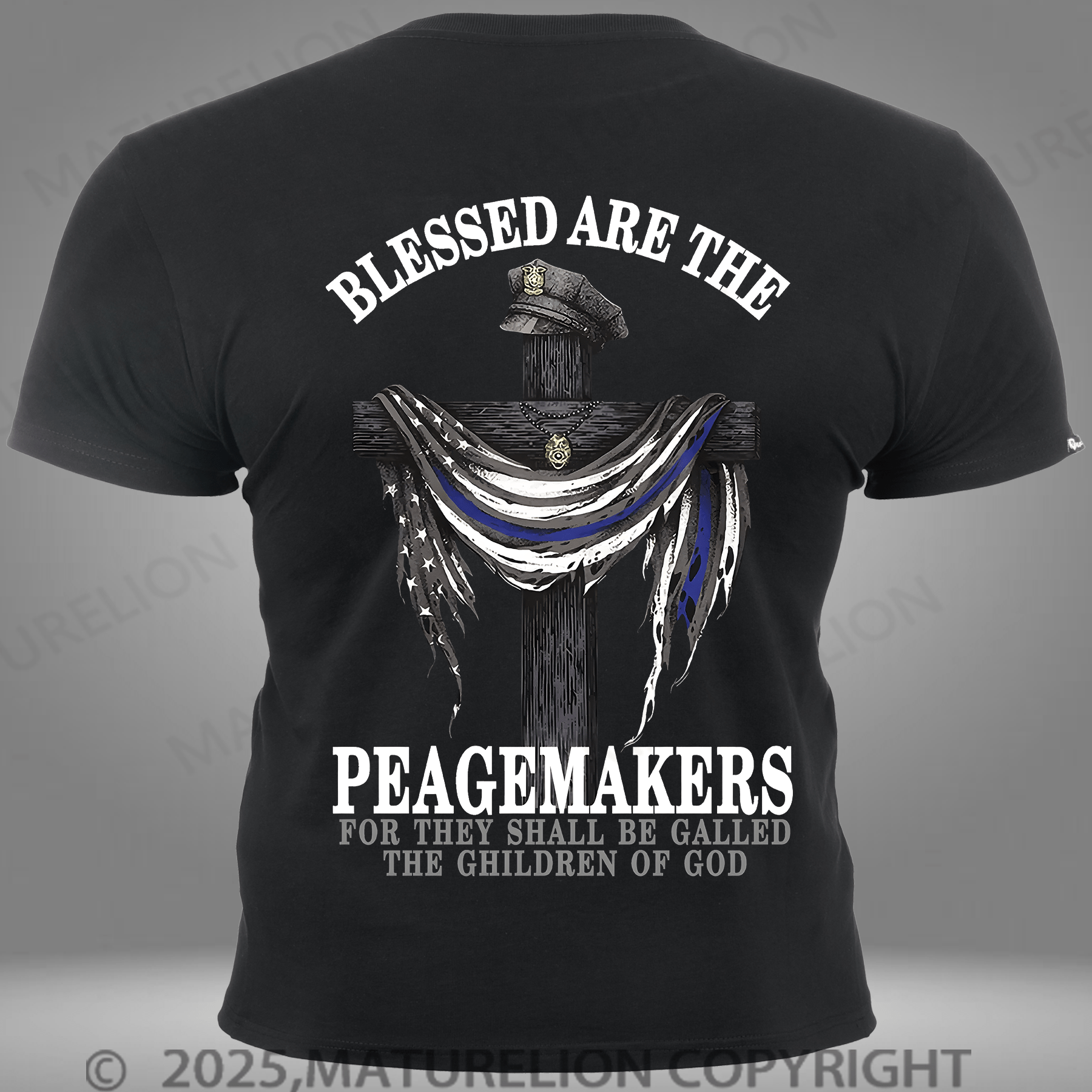 Maturelion Men's T-shirt Blessed Are ThePeacemakers Pocket T-Shirt