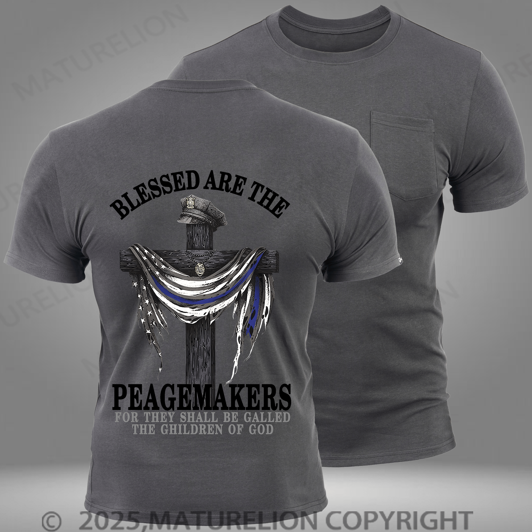 Maturelion Men's T-shirt Blessed Are ThePeacemakers Pocket T-Shirt