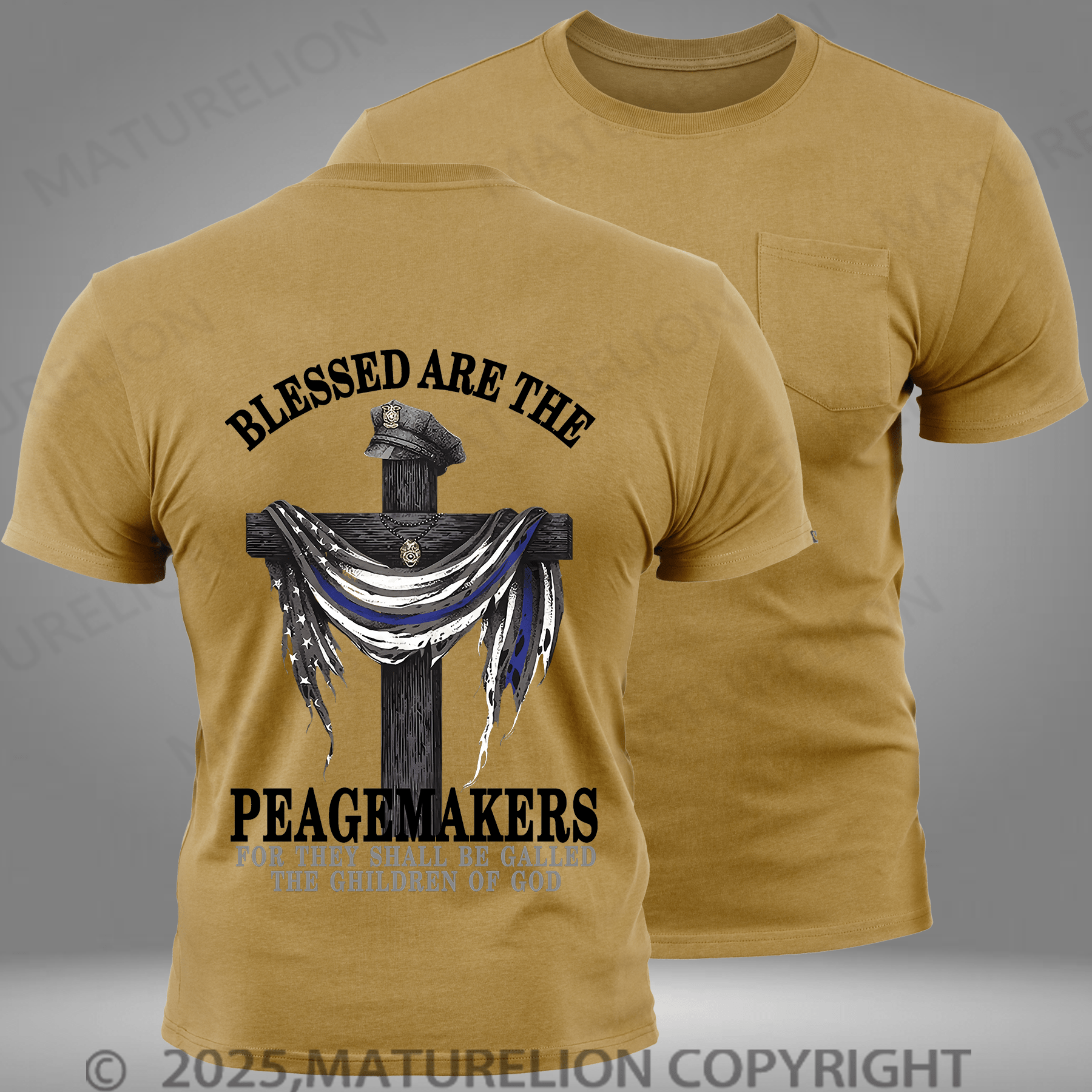 Maturelion Men's T-shirt Blessed Are ThePeacemakers Pocket T-Shirt