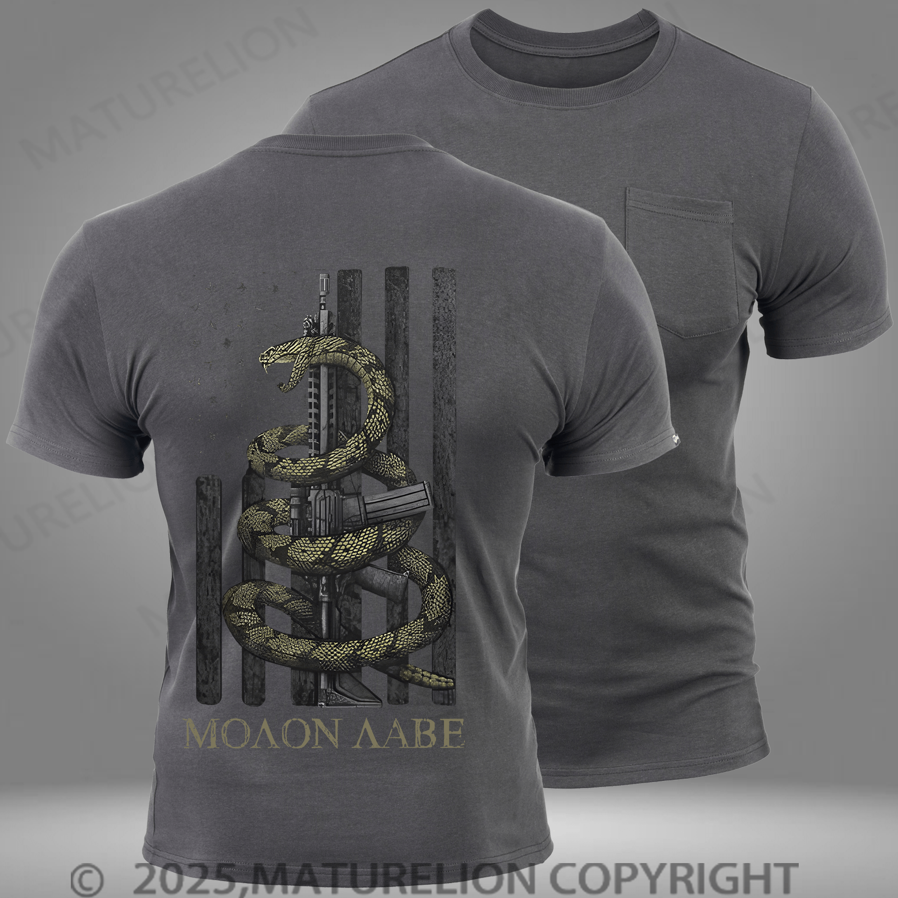 Maturelion Men's T-shirt Gadsden Snake Pocket T-Shirt