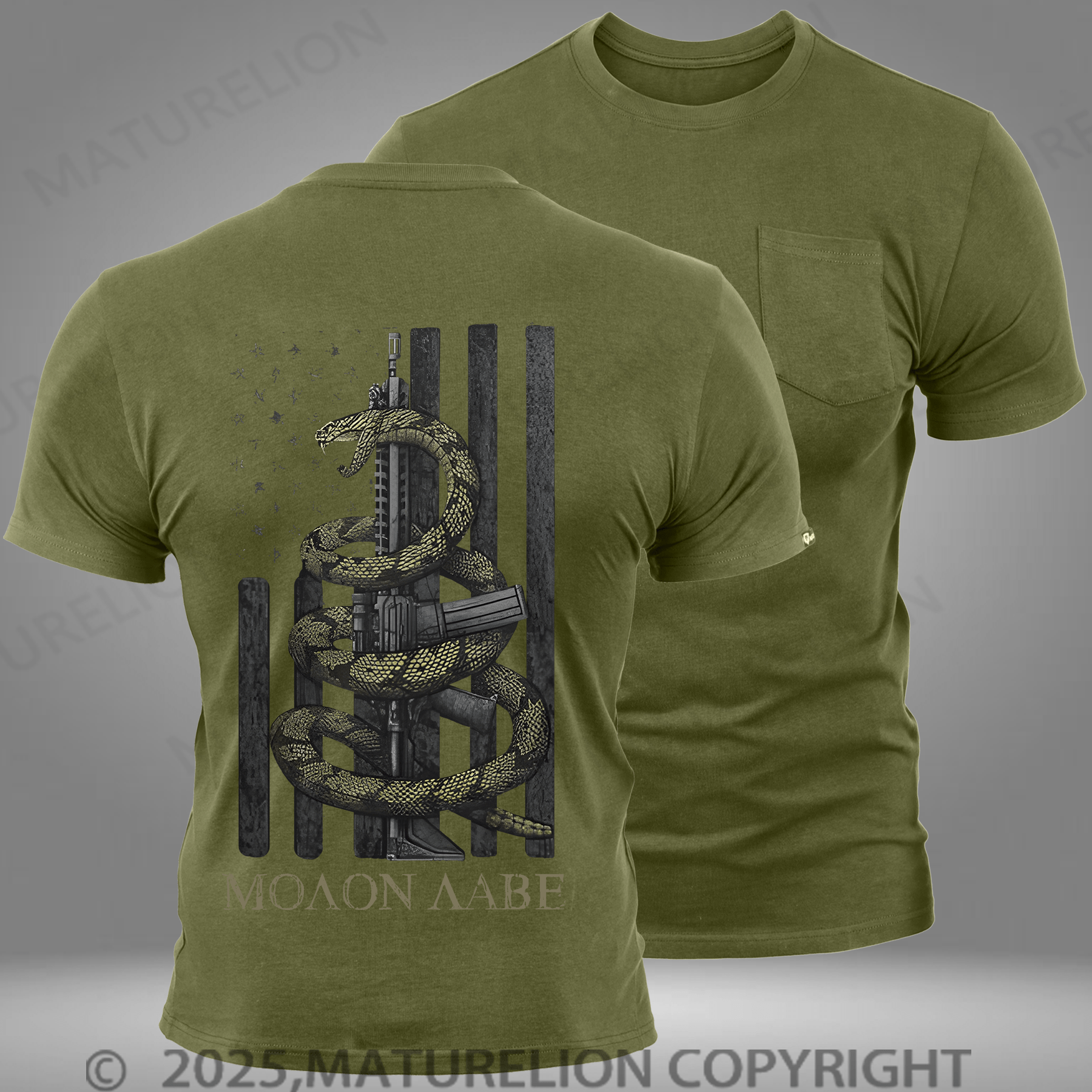 Maturelion Men's T-shirt Gadsden Snake Pocket T-Shirt