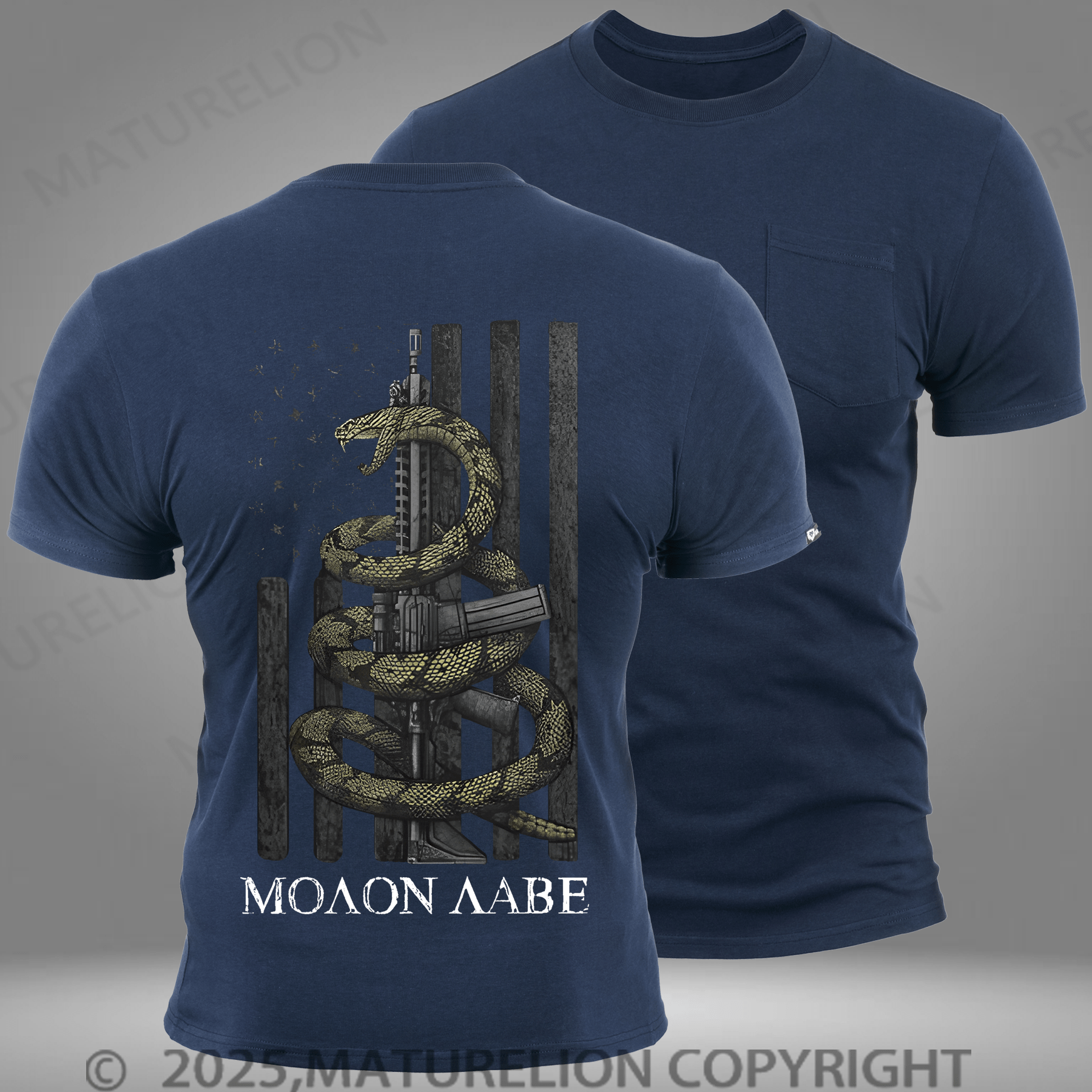 Maturelion Men's T-shirt Gadsden Snake Pocket T-Shirt