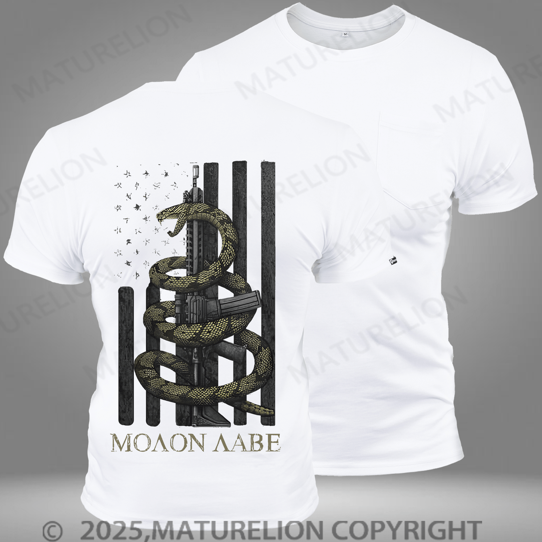Maturelion Men's T-shirt Gadsden Snake Pocket T-Shirt