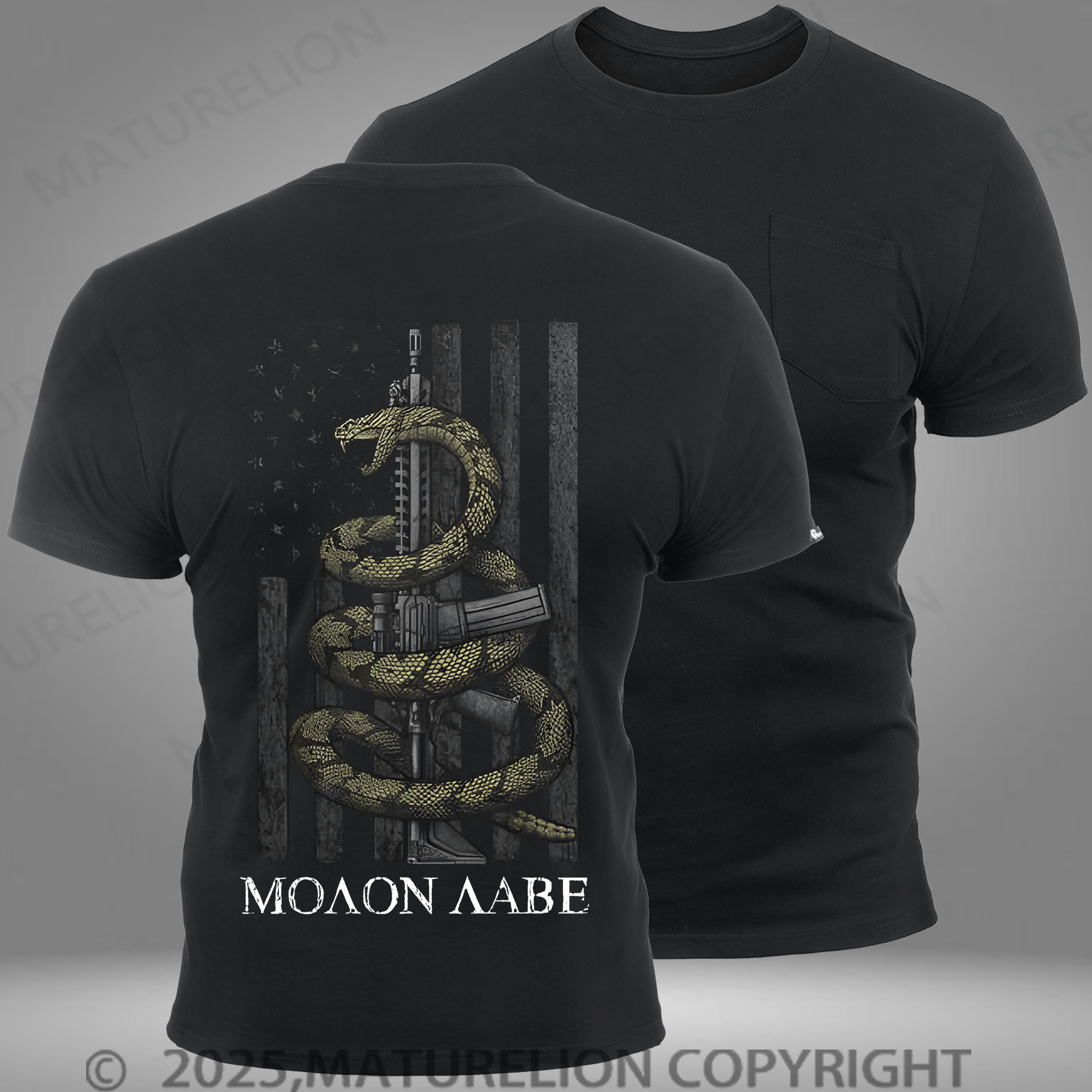 Maturelion Men's T-shirt Gadsden Snake Pocket T-Shirt
