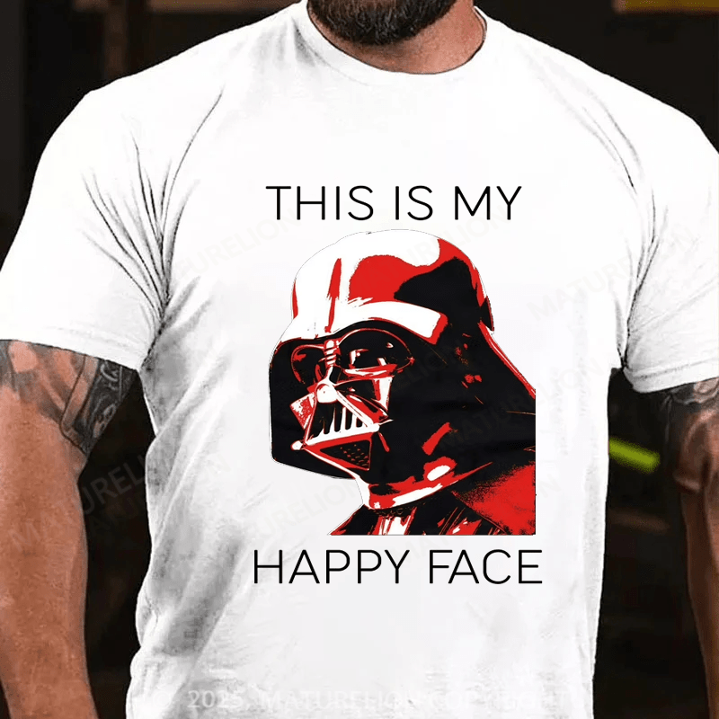Maturelion Men's T-shirt Happy Face Cotton T-Shirt