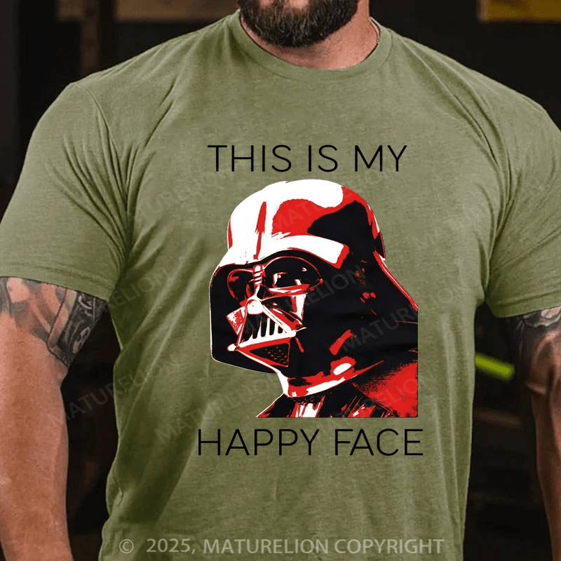 Maturelion Men's T-shirt Happy Face Cotton T-Shirt