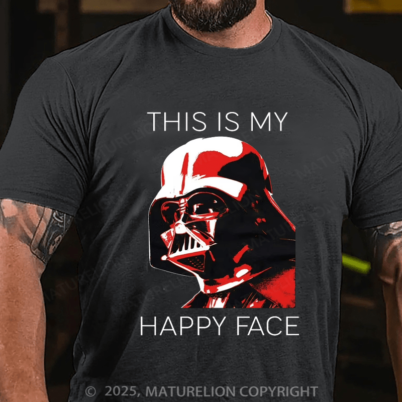 Maturelion Men's T-shirt Happy Face Cotton T-Shirt