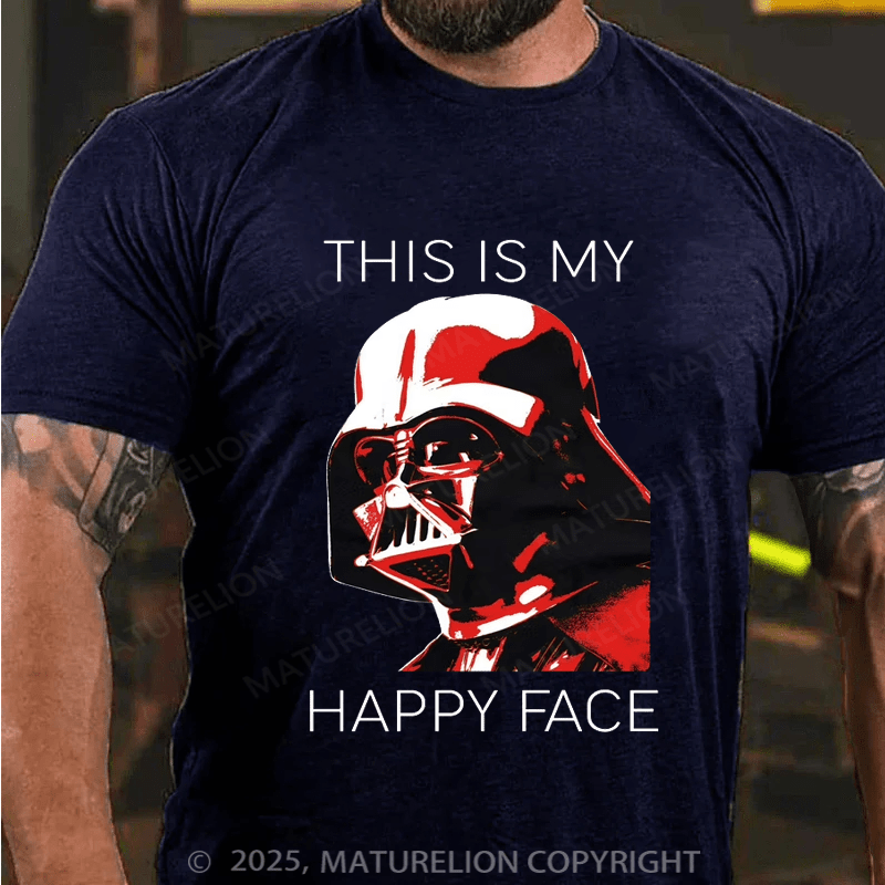 Maturelion Men's T-shirt Happy Face Cotton T-Shirt