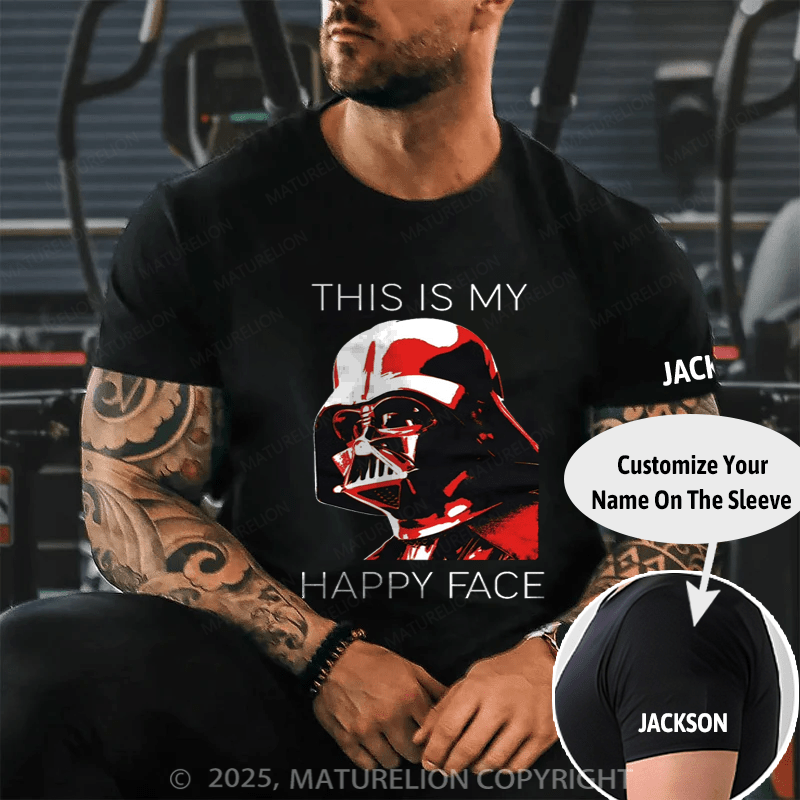 Maturelion Men's T-shirt Happy Face Cotton T-Shirt