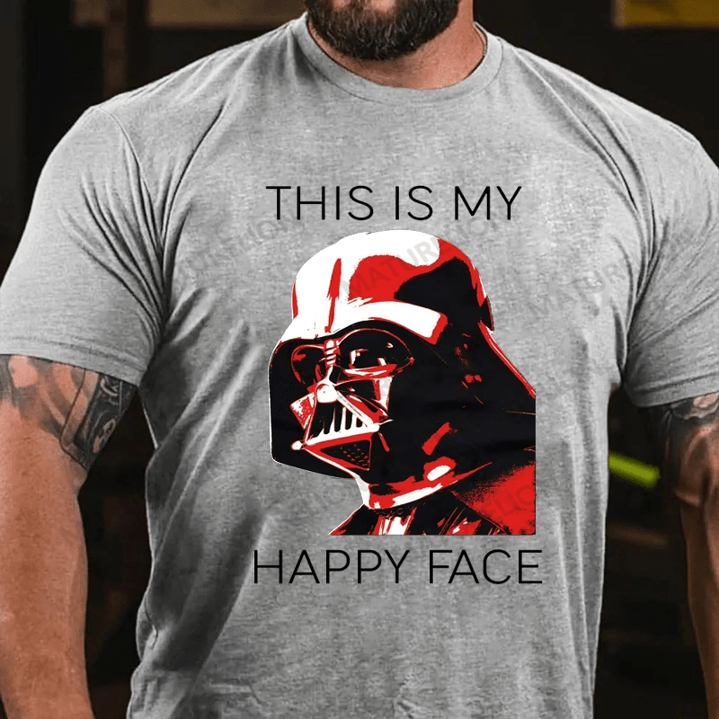 Maturelion Men's T-shirt Happy Face Cotton T-Shirt