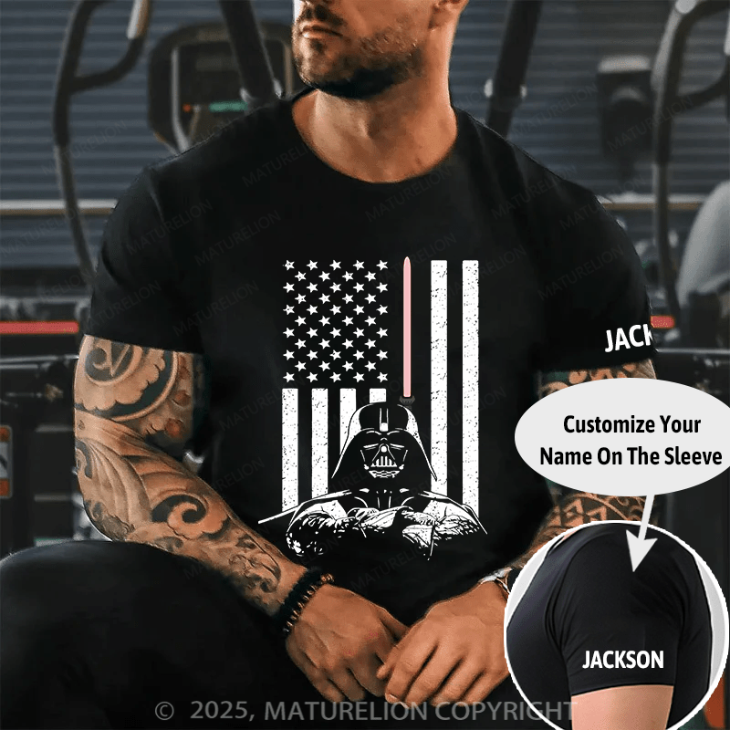 Maturelion Men's T-shirt American Flag Cotton T-shirt