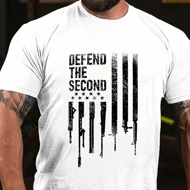 Maturelion Men's T-shirt Defend The Second Flag Cotton T-shirt