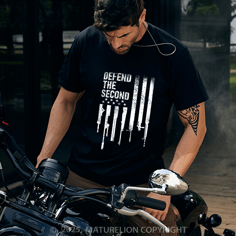 Maturelion Men's T-shirt Defend The Second Flag Cotton T-shirt
