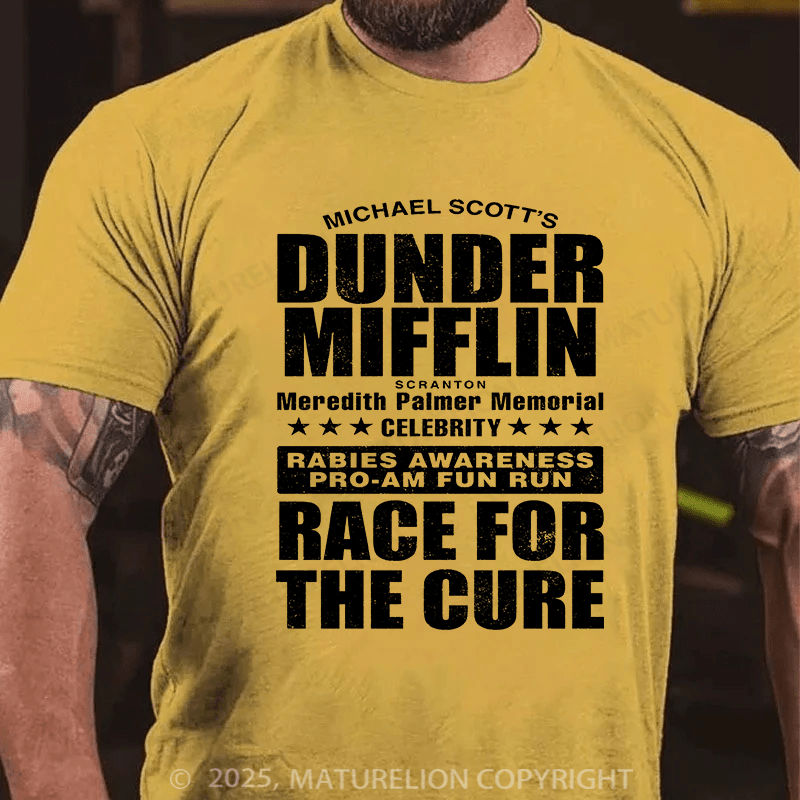 Maturelion Men's T-shirt Dunder Mifflin Rabies Awareness Race for the Cure Cotton T-shirt