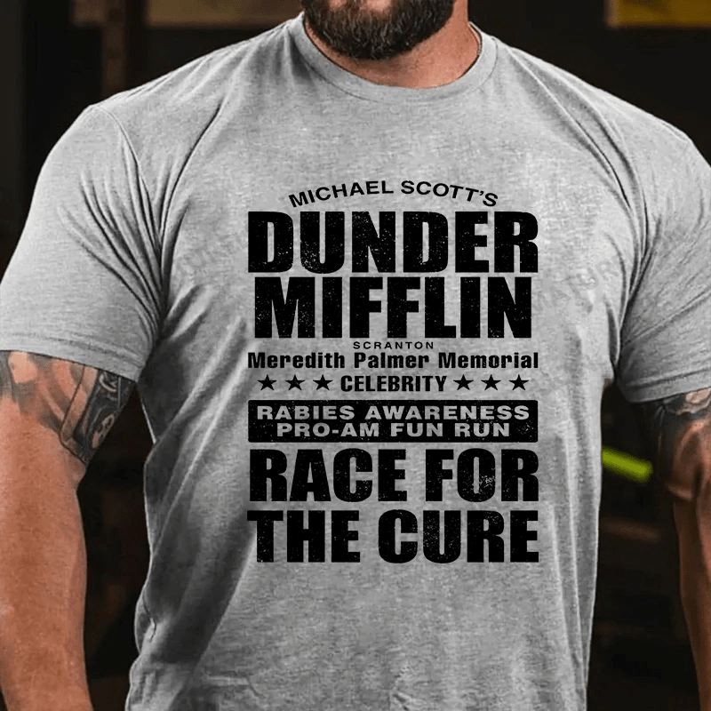 Maturelion Men's T-shirt Dunder Mifflin Rabies Awareness Race for the Cure Cotton T-shirt