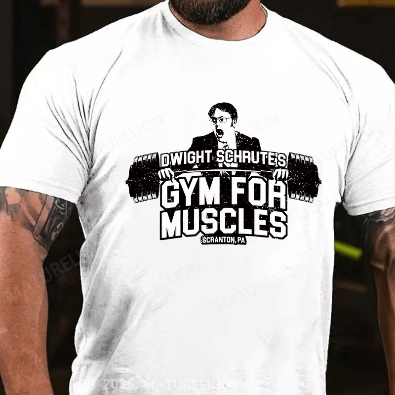 Maturelion Men's T-shirt Dwight Schrute's Gym For Muscles Cotton T-shirt