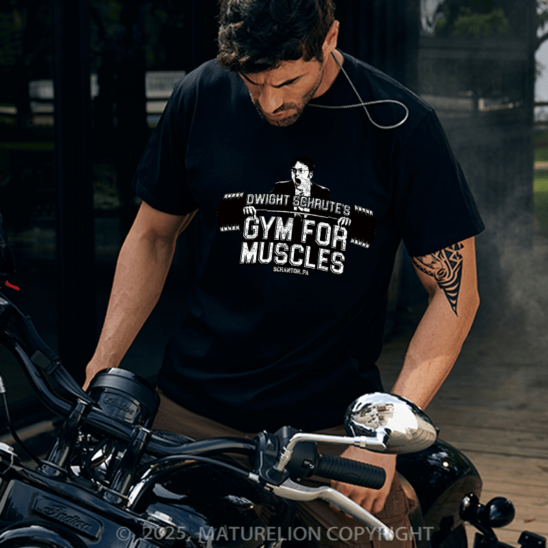 Maturelion Men's T-shirt Dwight Schrute's Gym For Muscles Cotton T-shirt