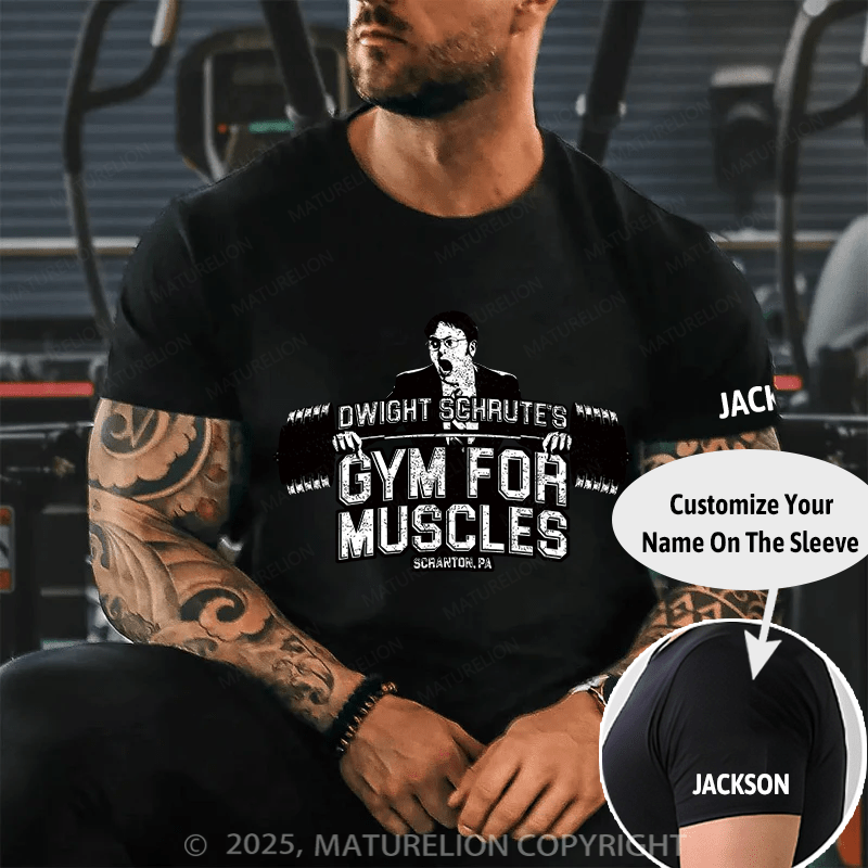 Maturelion Men's T-shirt Dwight Schrute's Gym For Muscles Cotton T-shirt